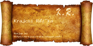 Krajcsi Réka névjegykártya